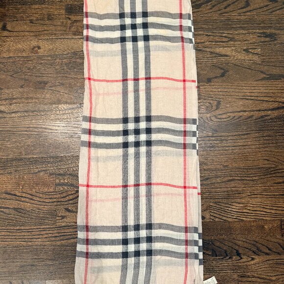 Burberry Wool Silk Wide Check Scarf - Picture 1 of 3